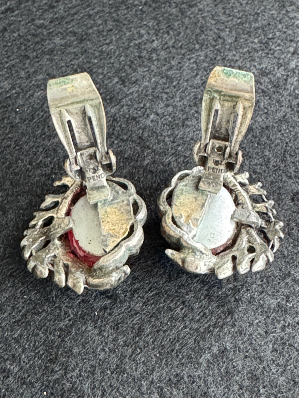 VTG Park Lane Dragons Breath/Mexican Fire Opal Clip Earrings - Picture 5 of 5